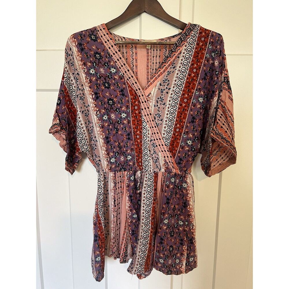 Kori America Women's Romper Size Small Boho Floral Patchwork Cottagecore